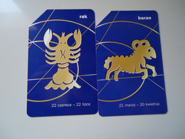 POLAND     USED CARDS  2 ZODIAC  ZODIAC SIGNS - Dierenriem