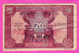 Gouvernement Général De L'INDOCHINE Billet De 20 Cents Hai Hào - Indochina
