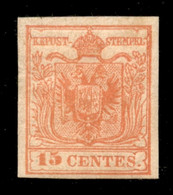 Antichi Stati Italiani - Lombardo Veneto - 1854 - 15 Cent (20) Carta A Macchina - Gomma Originale - Colla + Cert Avi - Non Classés