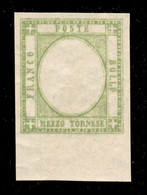 Antichi Stati Italiani - Napoli - 1861 - Mezzo Tornese Senza Effigie (17aia) Bordo Foglio - Gommato Al Recto - Cert. AG - Non Classés
