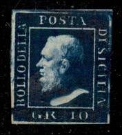 Antichi Stati Italiani - Sicilia - 1859 - 10 Grana Indaco (12b) - Gomma Originale - Diena (1.650) - Autres & Non Classés