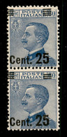 Regno - Vittorio Emanuele III - 1925 - 25 Cent Su 60 (179 + 179m) - Coppia Con Soprastampe A Sinistra - Pezzo Inferiore  - Autres & Non Classés