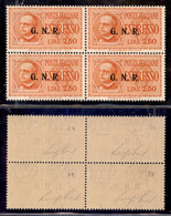 RSI - G.N.R. Brescia - Espressi - 1943 - Terzo Tipo - Quartina Del 2,50 Lire (20/III) Normale + Con Punto Grosso Dopo R  - Autres & Non Classés