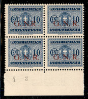 RSI - G.N.R. Brescia - Segnatasse - 1943 - Quartina Del 10 Cent (48/I + 48/Id) Con R Accostato A N In Alto A Sinistra -  - Autres & Non Classés