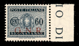 RSI - G.N.R. Brescia - Segnatasse - 1943 - 60 Cent (54/I) Posizione 30 - Bordo Foglio - Gomma Integra - Autres & Non Classés
