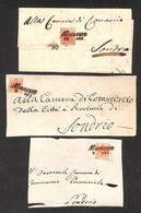 LOMBARDO VENETO - Morbegno (pti 5) - 1850 - 15 Cent (3a-prima Tiratura) - Insieme Di Una Lettera (13 Agosto) E Due Front - Autres & Non Classés