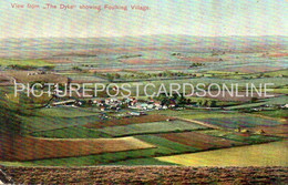 VIEW FROM THE DYKE SHOWING FOULKING VILLAGE OLD COLOUR POSTCARD SUSSEX - Worthing