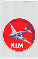12507 " KLM-ROYAL DUTCH AIRLINES-HOLLAND " RUBBEREN OP DE RUG-GOMMA SUL RETRO  Cm. 10,0 - Adesivi