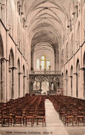 CHICHESTER CATHEDRAL NAVE OLD COLOUR POSTCARD SUSSEX - Chichester