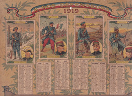 Calendrier : 1919 : Militaire - Militaria : Nos Défenseurs - Patriotique : Lampe Visseaux : Format - 32cm X 24,5cm - Groot Formaat: 1901-20