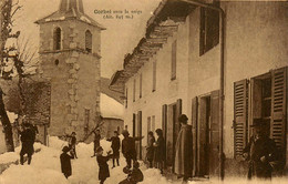 Corbel * Le Village , Sous La Neige * Place Et église * Enfants - Sonstige & Ohne Zuordnung