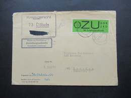 DDR 1966 Dienst ZU / Mit Zustellungsurkunde Nr.2 ZKD Kreisgericht Döbeln ZKD Geschwärzt An Deutsche Reichsbahn Dresden - Other & Unclassified