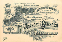 Paimboeuf * Distillerie Vins Liqueurs DU PENHOAT & BERNARD * Carte De Visite Ancienne ( 10x15cm ) Illustrée - Paimboeuf