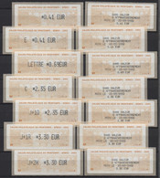 14 ATMs, LISA1, E/LETTRE/C/ J+1 D/R/ J+2/ N. Et LES RECUS. 22/03/2002, SALON DE PRINTEMPS. NIMES. YVERT 500 à 506 - 1999-2009 Illustrated Franking Labels