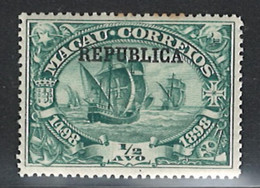 Portugal Macau 1913 "Seaway To India Republica" 1/2 Avos  Condition MH OG  Mundifil #202 - Nuevos