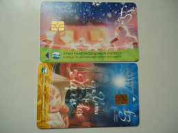 CYPRUS USED  2 CARDS  NEW YEAR CHRISTMAS - Christmas