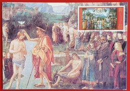 VATICANO VATIKAN VATICAN 2001 BATTESIMO CRISTO BAPTISM OF CHRIST SAINT JOHN CAPPELLA SISTINA SISTINE CHAPEL MAXIMUMCARD - Storia Postale