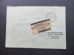 DDR 1966 Dienst Zettel Aushändigung Als Gewöhnliche Postsendung ZKD VEB Schwermaschinenbau Ernst Thälmann Magdeburg - Other & Unclassified