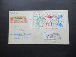 DDR 1964 Olympische Sommerspiele ZD Sechserblock Linker Seitenrand Einschreiben Aschersleben - Covers & Documents