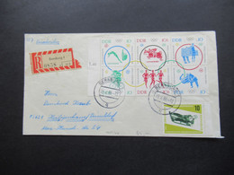 DDR 1964 Olympische Sommerspiele ZD Sechserblock Linker Seitenrand Einschreiben Bernburg 1 - Brieven En Documenten