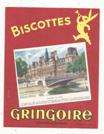 JC , Buvard , Biscottes GRINGOIRE , L'HOTEL DE VILLE ,PARIS,  Frais Fr 1.75 E - Other & Unclassified