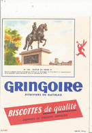 JC , Buvard , Biscottes GRINGOIRE , N° 104, Statue De HENRI IV ,PARIS,  Frais Fr 1.75 E - Other & Unclassified