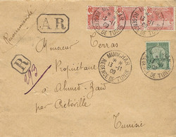 1909-enveloppe RECC. Avec A R  De MUNCHAR /rEGENCE DE TUNIS Pour Ahmed-Zaïr - Covers & Documents