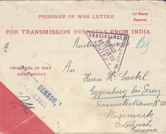 1917- Cover From INDIA  ( Austrian W P ) To Stiermark ( Austria ) - Military Service Stamp