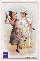 Arlequine Et Pierrot Chromo Coëz Roubaix C.1890 Moka Leroux Orchies Enfant Fille Robe Mode Victorien Théâtre Chef A50-22 - Tee & Kaffee