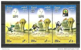Egypt - 2010 - ( Sports - Egypt, Winner Of Can 2010, Angola ) - Strip Of 3 - MNH (**) - Soccer American Cup