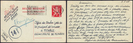 EP Au Type 1F Rouge Lion Héraldique + Censure Belge (n°141) De Bruxelle > Principauté De Monaco, MONACO / Destination ! - Weltkrieg 1939-45 (Briefe U. Dokumente)