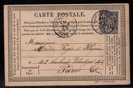 CASTRES - TARN / 1878 CARTE PRECURSEUR "299 - FEVRIER 1878" POUR PARIS (ref 4047a) - Cartes Précurseurs
