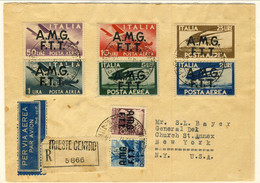 Trieste, 1948, Splendida Cover Trieste-Usa Affrancata Con Serie Posta Aerea 1-6 E N. 12-13 Democratica Cat € 300 - Luftpost