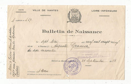 Bulletin De Naissance 1929 , VILLE DE NANTES ,Loire Inférieure Le 25-9-1952 , Cachet état Civil Nantes , Frais Fr 1.75 E - Non Classés