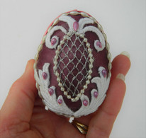Hand Decorated Purple Goose Egg Trinket Box - Uova