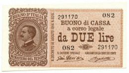 2 LIRE BUONO DI CASSA EFFIGE VITTORIO EMANUELE III 28/12/1917 QFDS - Otros