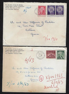 USA/ATOMIC BOMB COMMISSION, 2 COVERS INCLUDING "HIROSHIMA" CARD  (4 PHOTOS) MAILED TO GREECE - Postal History