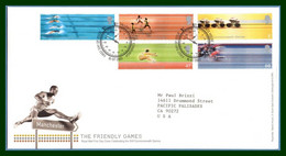 GB FDC N° 2353 à 2357 The Friendly Games 2002 Edinburg Natation Cyclisme Saut Course - 2001-2010 Em. Décimales