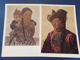 2 PCs Lot Mongolia,  Stroganov "Mongol Woman" 1965 Portrait - Mongolië