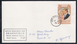 British Antarctic Territorry (BAT) 1975 Cover Ca Adelaide Island 17 Jan 75 Ca RRS Bransfield (52323) - Storia Postale