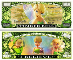 USA 1 Million Dollar Novelty Banknote 'Tinker Bell' (Peter Pan - Disney) - UNC & CRISP - Sonstige – Amerika