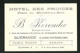 Vertreterkarte Saint-Nazaire, Hotel Des Princes, B. Kervadec, Place Du Marche-au-Bois, Guérande - Non Classés