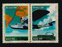 BRESIL. Premier Vol Aérien Allemagne-Brésil En 1934 (Avion Dornier-Wal). 2 Timbres Neufs ** - Airmail (Private Companies)