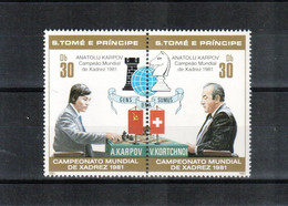 1981 San Tome And Principe Chess MNH ** BLACK OVERPRINT - RARE - Schach