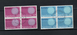 ZIBELINE YOUGOSLAVIA YOUGOSLAVIE EUROPA CEPT 1969 TIMBRES  OBLITERES BLOCS DE 4 - Collections