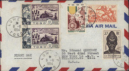 Togo YT 200 207 255 + YT Poste Aérienne 22 CAD Lome RP Togo  8 6 1954 Pour Les USA - Briefe U. Dokumente
