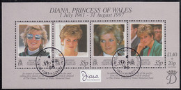 British Antarctic Territory 1998 Used Sc #258 Princess Diana Sheet Of 4 - Used Stamps