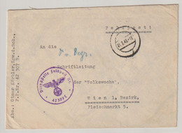 Stummer Stempel 21.2.43, Nach Wien, Landkartenumschlag - Lettres & Documents