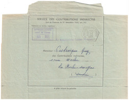 LA BOISSIERE DES LANDES Vendée Lettre Contributions En Franchise Ob 21 7 1959  Hexagone Agence Postale  Lautier F7 - Handstempel