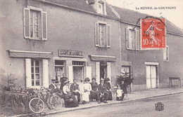 CP Carte Postale Le Mesnil De Louvigny Très Animée Avec Enseigne Café De La Gare RARE - Other Municipalities